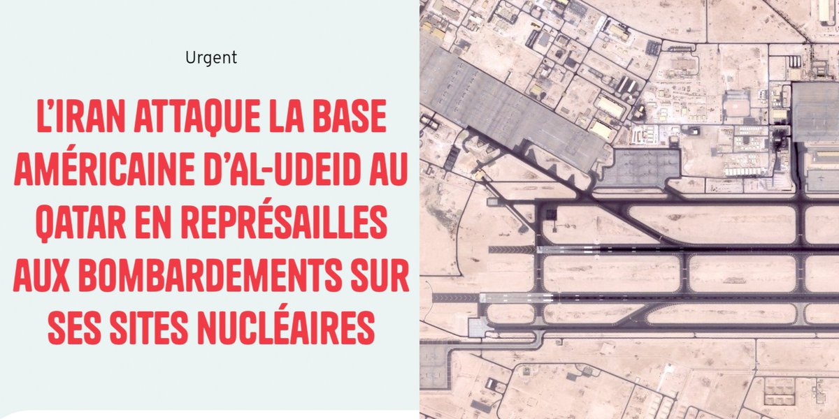 🇺🇸💥🇮🇷 En Asie occidentale, les États-Unis ont 21 bases, leur 5e flotte et 54 000 soldats. Un tir iranien les atteint en 39 à 116 sec.

L'Iran réplique modérément en visant une base vide au Qatar, laissant une chance aux négociations. Alors qu'il pourrait faire Pearl Harbor x10 !