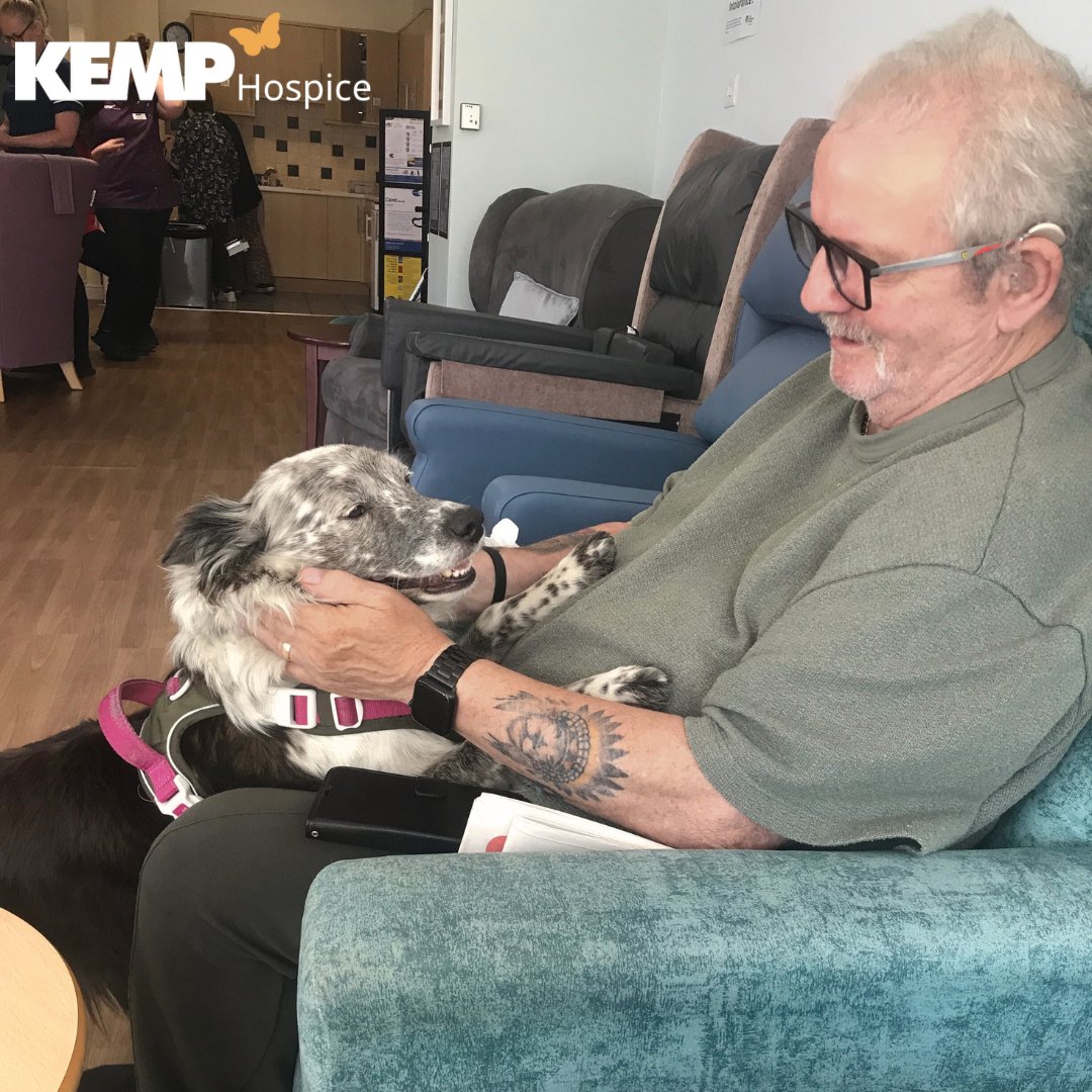 We have a regular visitor at the Hospice!🐶 Meet Moss, our beloved furry friend who has been quickly adored by everyone at KEMP.

Her calming presence, cheerful smile &amp; wagging tail have spread joy, capturing the hearts of patients, staff &amp; visitors.💙

#WorcestershireHour
