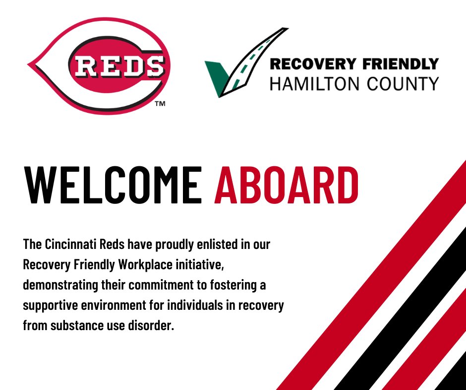 HamCoHealth's tweet photo. We’re excited to welcome the @Reds to our growing roster of #RecoveryFriendly workplaces — businesses that win big by supporting the well-being of their employees. 

Learn how you can join the league at https://t.co/8ufpevS4dB. https://t.co/E1ruP3Bq3Q