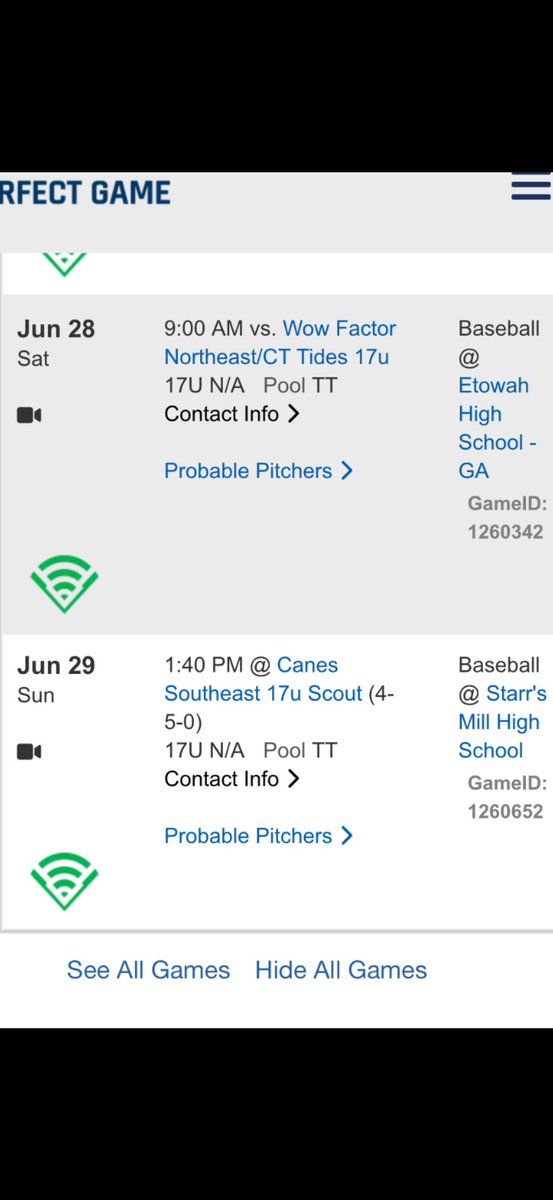 EthanFrank08's tweet photo. WWBA Schedule this week for @_thedirtbags  Signature in Georgia! @CoachButler42 https://t.co/bLVdWzvK7e