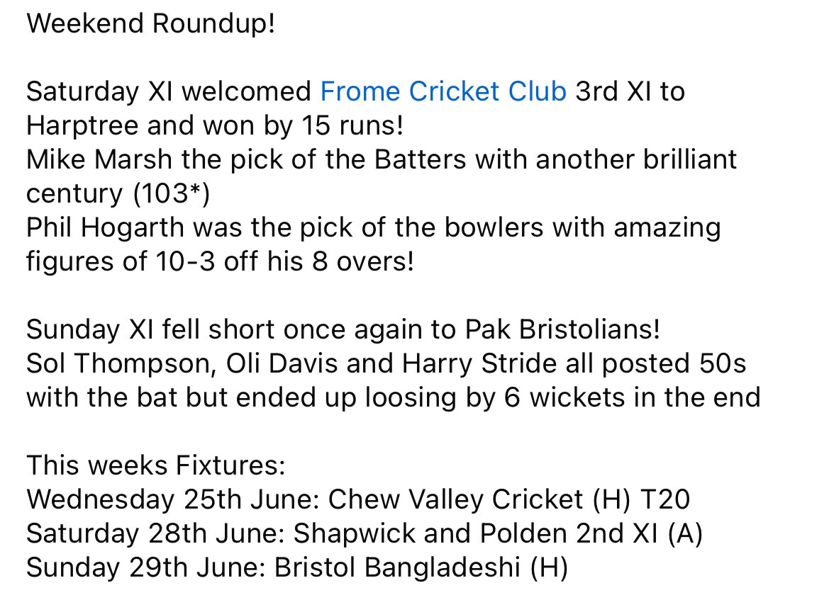 Harptree Villages Cricket Club (@hvccofficial) on Twitter photo 