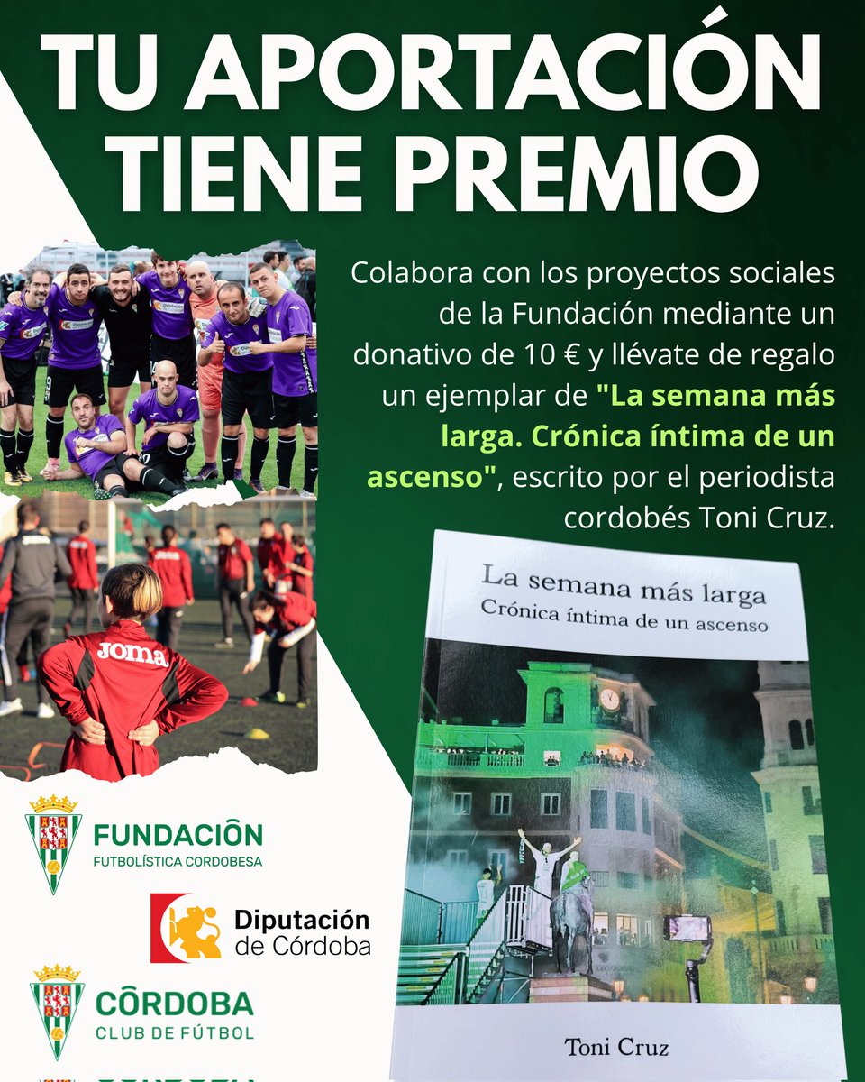 📚 Desde mañana se podrá retirar en El Arcángel el libro "La semana más larga. Crónica íntima de un ascenso" de <a href="/tonicruzgon/">Toni Cruz</a>

💰 Donación de 10€ para los proyectos sociales de la <a href="/FundaCordobaCF/">Fundación Córdoba CF</a>