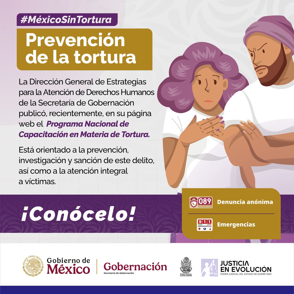 🔎El Programa Nacional de Capacitación en Materia de Tortura fortalece las capacidades de las personas servidoras públicas para actuar con enfoque de derechos humanos.

📌Conócelo en el siguiente link:  
estrategiasddhh.segob.gob.mx/work/models/Es…

#MéxicoSinTortura