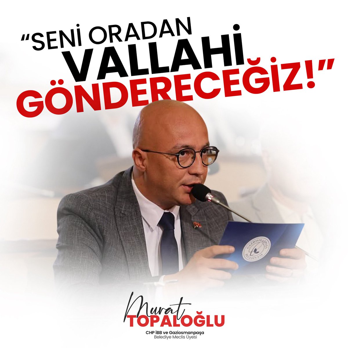 Buradan atanmış Belediye Başkanvekiline sesleniyorum;

O koltuk senin değil, o koltuk Gaziosmanpaşalıların iradesinin emanetçisi Hakan Bahçetepe’nin, seni oradan vallahi göndereceğiz, billahi göndereceğiz!

#GaziosmanpaşaBelediyesi #HakanBahçetepeYalnızDeğildir