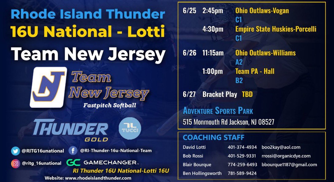 Alexis Nisyrios - 2027 (@alexisnisyrios) on Twitter photo Back to NJ for one last time for the Team NJ tournament! Come catch us on the field! ⬇️⬇️ <a href="/RITG16unational/">RI Thunder Gold 16u National- Lotti</a> <a href="/thunderjam134/">dave lotti</a> <a href="/BobRossiRITG/">Bob Rossi</a> <a href="/LineDsoftball/">Line Drive Media</a> <a href="/SoftbalAmerica/">Softball America</a> Back to NJ for one last time for the Team NJ tournament! Come catch us on the field! ⬇️⬇️ <a href="/RITG16unational/">RI Thunder Gold 16u National- Lotti</a> <a href="/thunderjam134/">dave lotti</a> <a href="/BobRossiRITG/">Bob Rossi</a> <a href="/LineDsoftball/">Line Drive Media</a> <a href="/SoftbalAmerica/">Softball America</a>