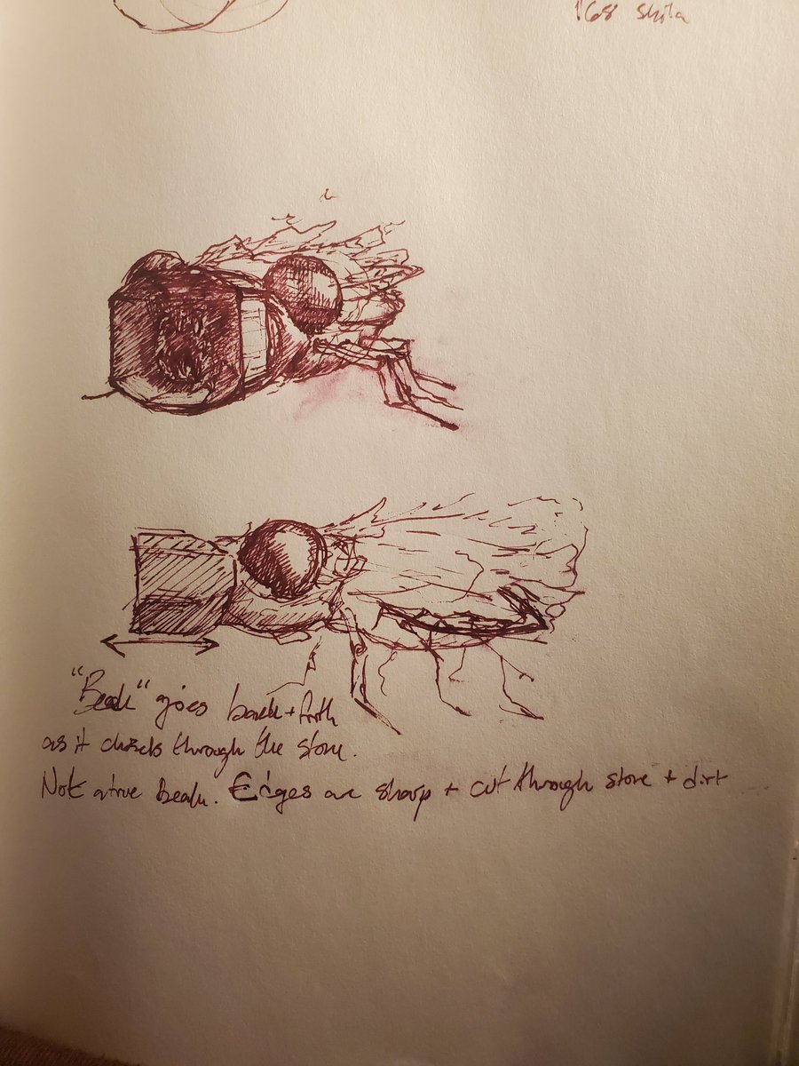 jt_salmon's tweet image. The ashkren are found in many places in Permius. The strange bug-like creatures have an ashy chitin, and a strange &quot;beak&quot; of sorts that shifts forward and back to chisel through rock and mud.

#conceptart #IndieAuthor #selfpublishing