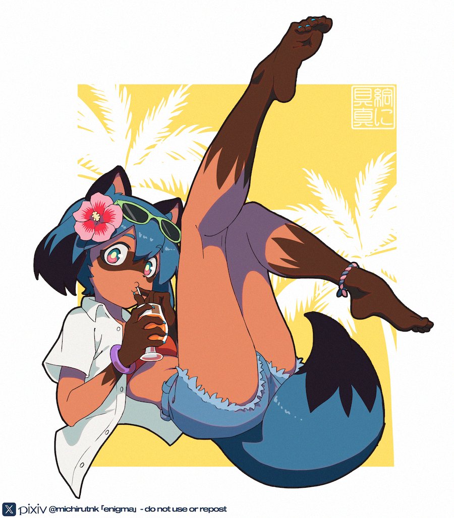 michirutnk's tweet image. 「夏だ!美味しいカクテルで優しい日差しを楽しみましょう」🥤☀️🏖️
#BNAビー・エヌ・エー #TRIGGER #fanart