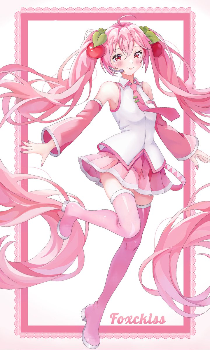 Foxckiss's tweet image. Old art from Sakura Miku💕🍒
#初音ミク #MikuMonday #HatsuneMiku 🍓💞💓