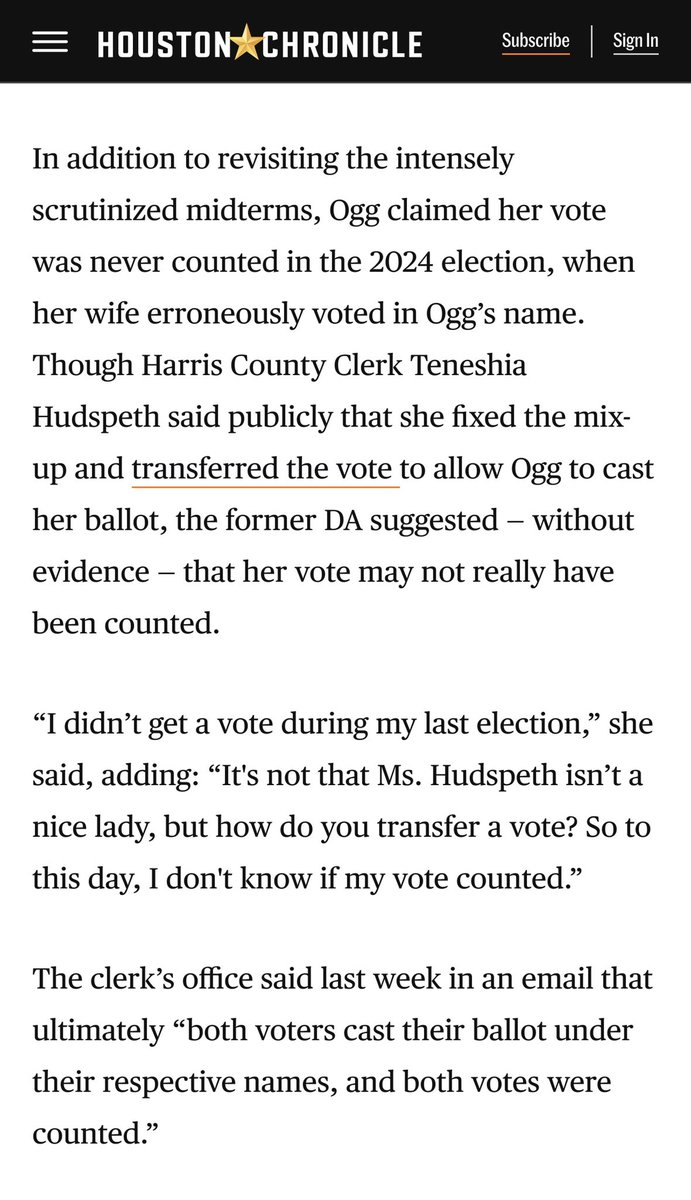 it seems she's also telling people her vote wasn't counted