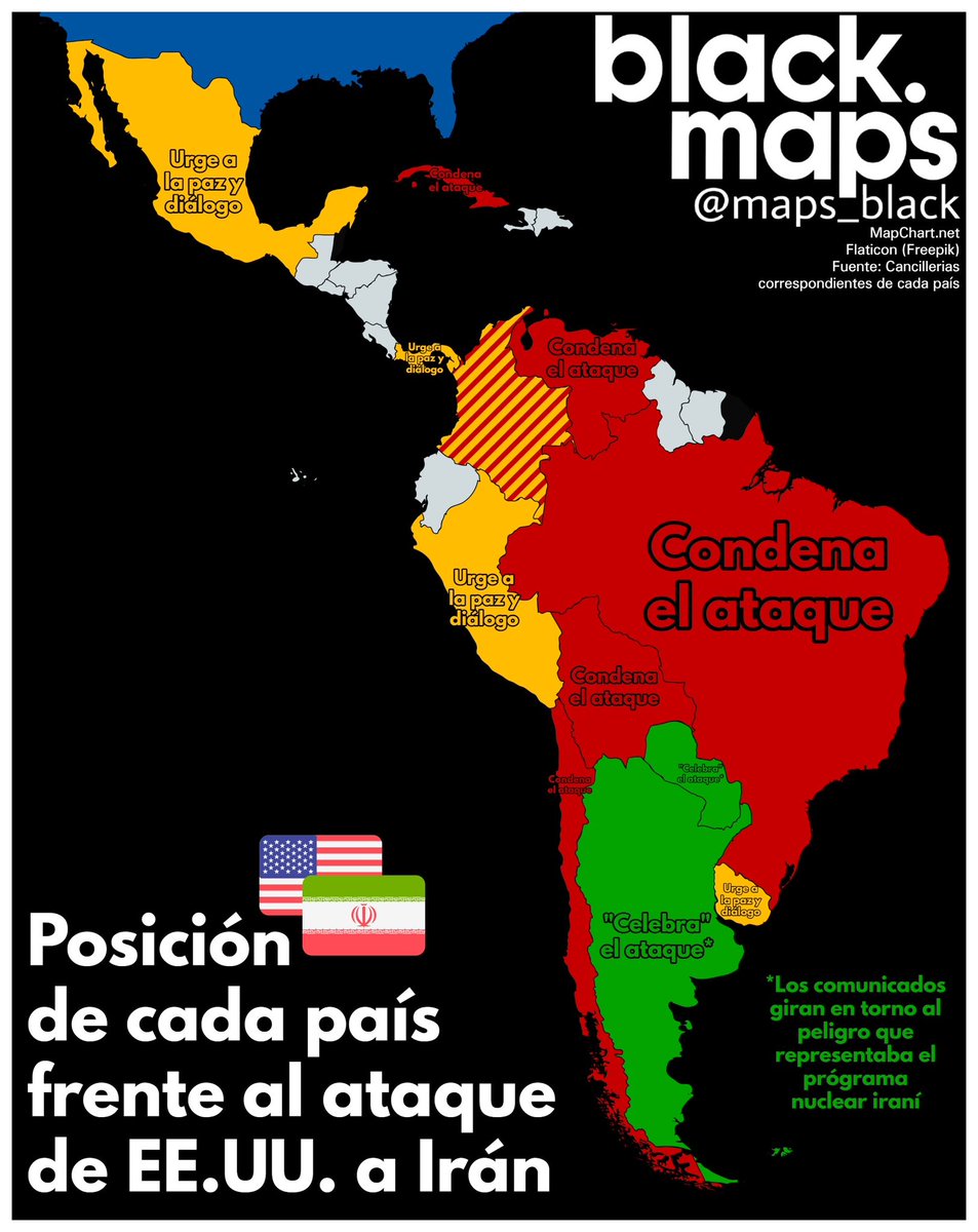 Posición de cada gobierno frente al ataque de EEUU 🇺🇸 a Irán 🇮🇷