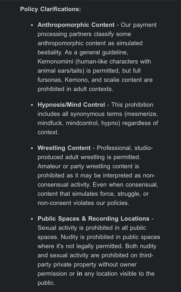 PSA: Furry creators and recreational substance users are in danger of being removed from Fansly.

<a href="/fansly/">Fansly</a> <a href="/FanslyStaff/">Fansly Staff</a> you can still roll it back y’know. Or name the payment processor people so we can make ourselves heard.