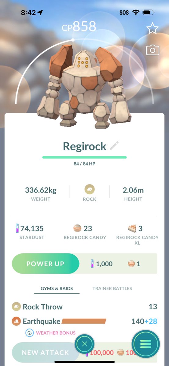 victoriafromjub's tweet photo. #PokemonGO #PokemonGORAID #LegendaryRaid #Regirock #WeatherBoost #CaughtIt https://t.co/csWF0xpR0F