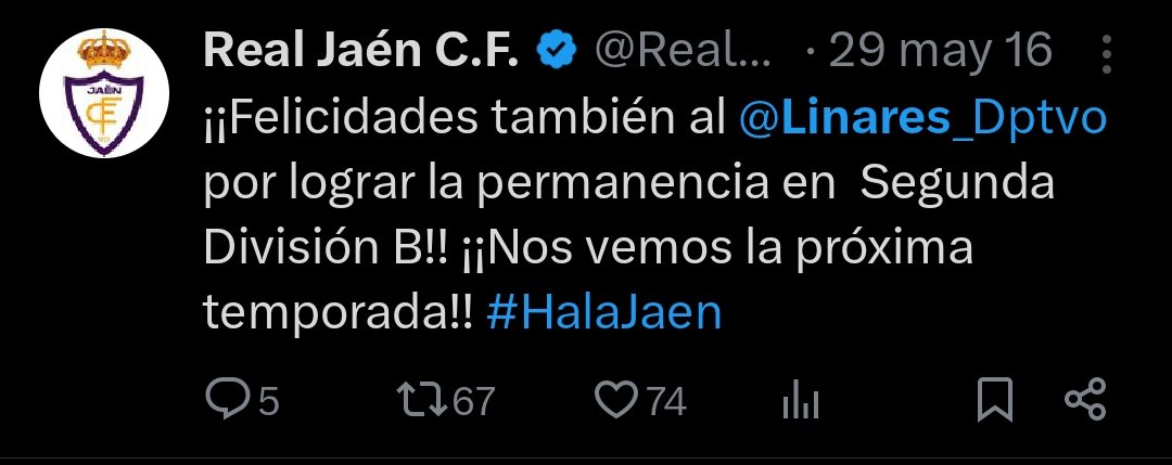 ivancs92's tweet photo. @aupalinares @Linares_Dptvo @RealJaenCF @LVOposiciones Soy de Linares y del Linares, eso que quede claro, simplemente te pongo pruebas de que lo que dices no es cierto y que una cosa es la rivalidad y otra la falta de deportividad, y ojo!, que era el primero deseaba que cayeran desde que empezaron contra el Huétor Tajar. https://t.co/w0WwWly7j5