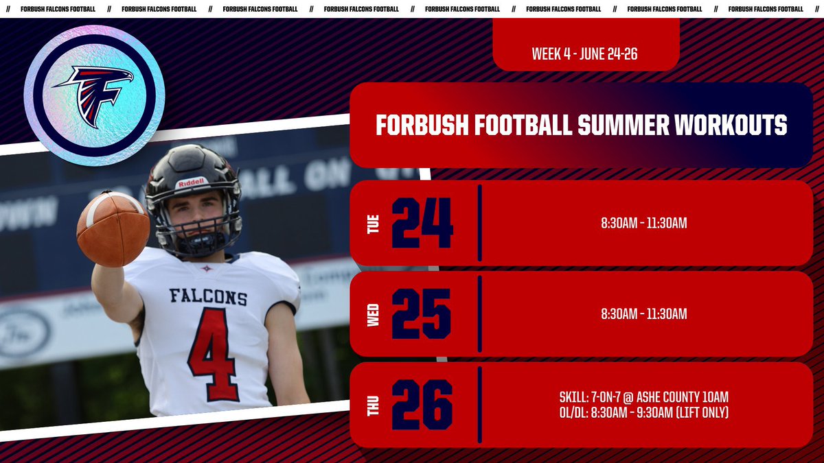 Summer schedule for Week 4! Players, make sure your Dragonfly is complete and your physical is up to date! #AirRaid