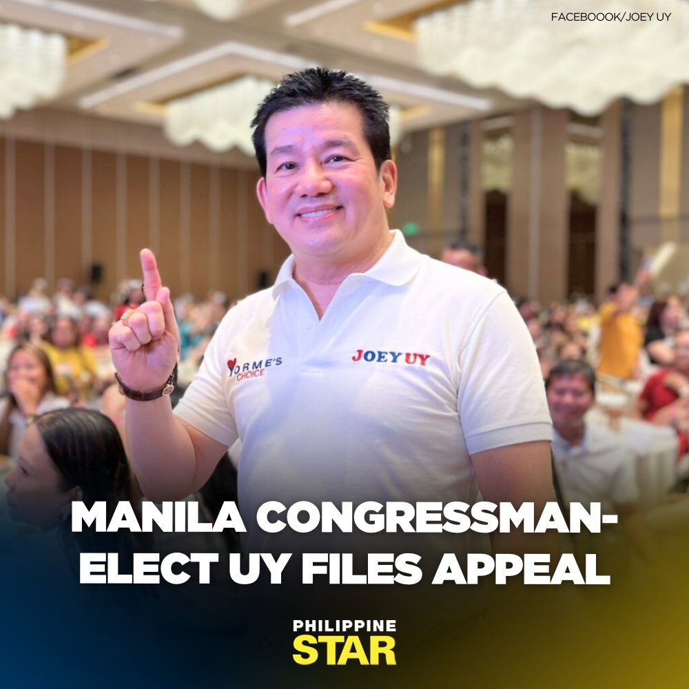 PhilippineStar's tweet photo. Manila congressman-elect Luis Uy on Monday sought the reversal of the Commission on Elections (Comelec)’s decision nullifying his candidacy and declaring his rival, Rep. Bienvenido Abante, as the duly elected representative of the city’s sixth district. https://t.co/oanto3Ph4n https://t.co/4502XHJ8sB