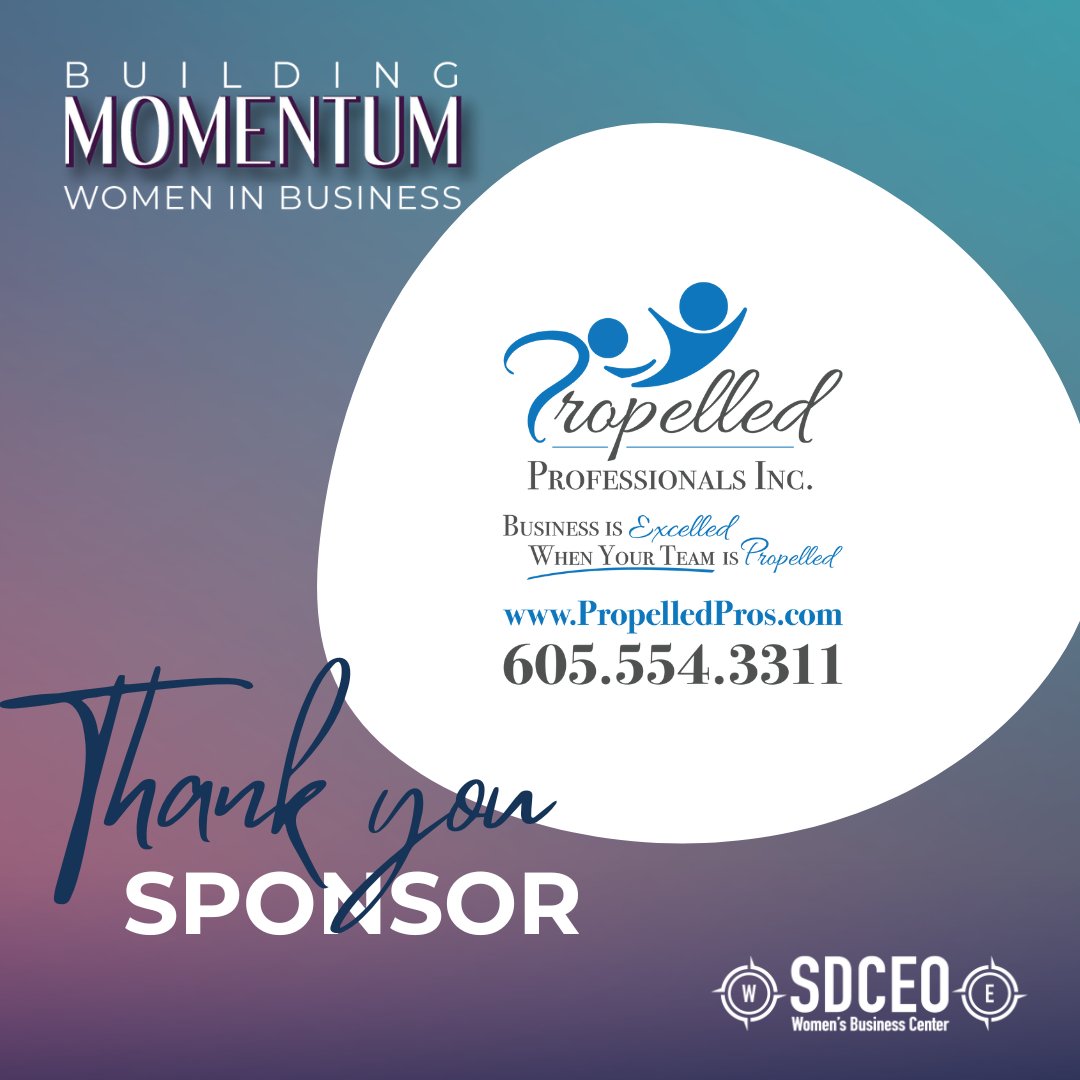 SDCEOWest's tweet image. A heartfelt thank you to Propelled Professionals Inc for your sponsorship of the Building Momentum: Women in Business conference in Chamberlain-Oacoma. We could not conduct the conference without your support! 🎊