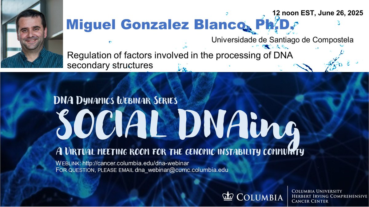 Zha Lab (@zha_lab) on Twitter photo Thank <a href="/Chapman_lab_UK/">Ross Chapman</a> for a very exiciting talk and for helping us celebrate the 5th year birthday of Social DNAing. This week, Dr. Blanco will join us to examine 2nd structures in DNA. Sign up at cancer.columbia.edu/research/progr… Thank <a href="/Chapman_lab_UK/">Ross Chapman</a> for a very exiciting talk and for helping us celebrate the 5th year birthday of Social DNAing. This week, Dr. Blanco will join us to examine 2nd structures in DNA. Sign up at cancer.columbia.edu/research/progr…
