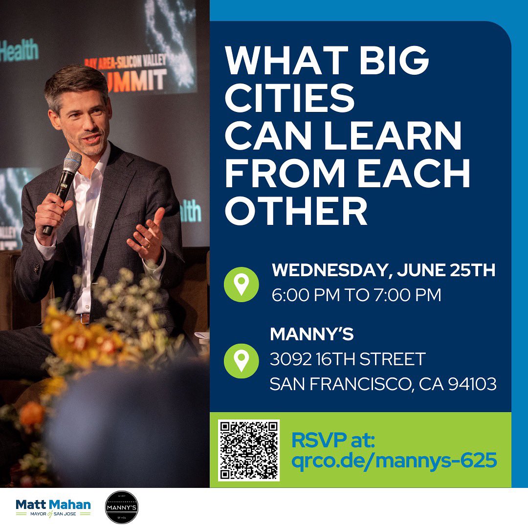 MattMahanSJ's tweet photo. As we’re focusing on the basics at City Hall, we’re also working to make San Jose a model for 21st-century cities across the state and the nation. On Wednesday, we’re meeting at @welcometomannys in San Francisco to talk all things Super Bowl and World Cup, plus how San Jose is building more safe, dignified shelter beds than any other city on the West Coast. Learn more and RSVP here: https://t.co/D2epigSq45