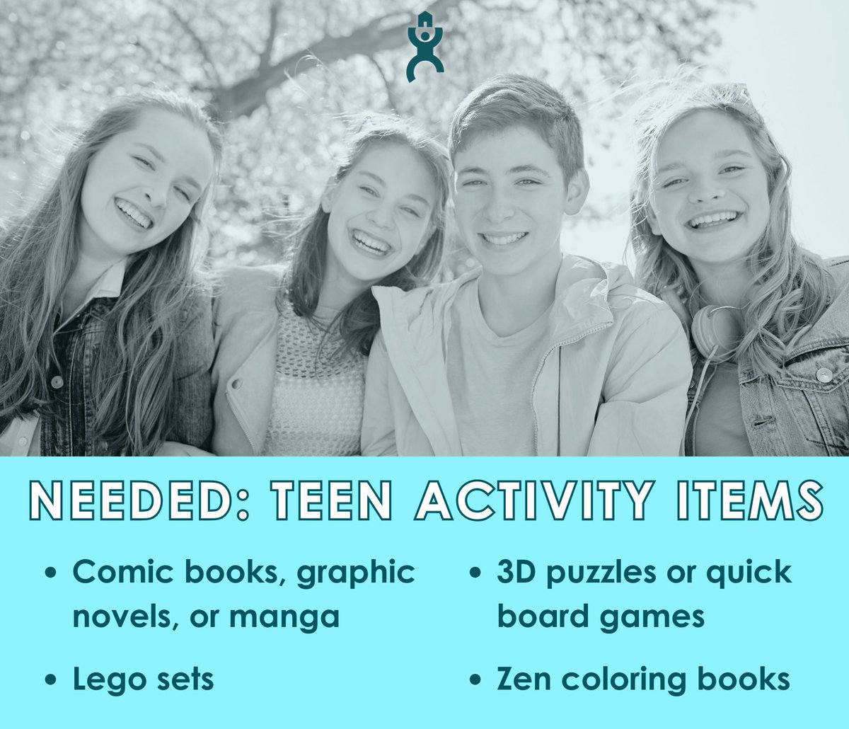 We’re in need of new or gently used activity items for the pre-teens &amp; teens staying with their families at the FINCH facility! Please reserve a time at bit.ly/CCFRCdonations to drop off at the Connie Crosby Family Resource Center. Or shop via Amazon at bit.ly/FINCHteens.