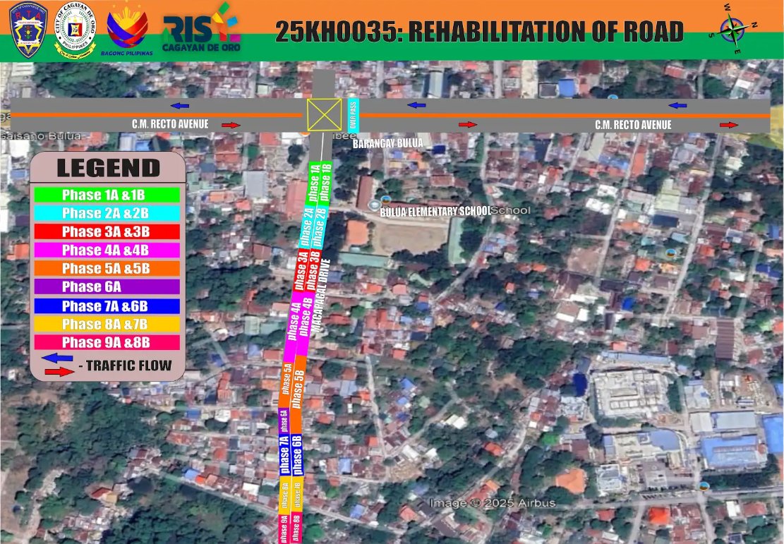 CdoGov's tweet photo. TRAFFIC ADVISORY 📷📷📷
Please be informed of the Temporary Traffic Scheme - project 25KH0035 Rehabilitation of Road in Barangay Bulua, covering 900 meters Cagayan de Oro City, covering 90 calendar days, starting, to wit https://t.co/AYRdUBBh99