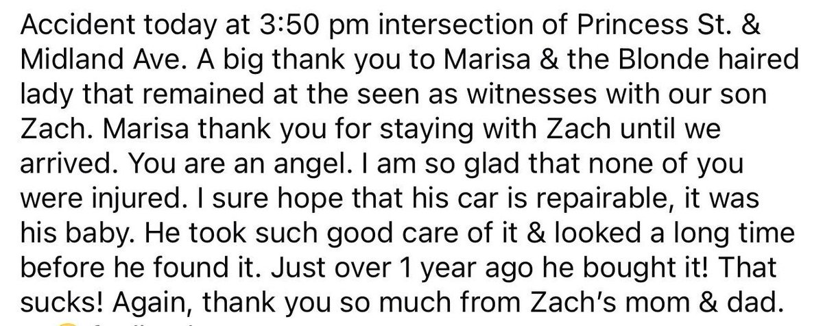 Sharing by request in the hopes that this note of thanks finds the individuals involved.