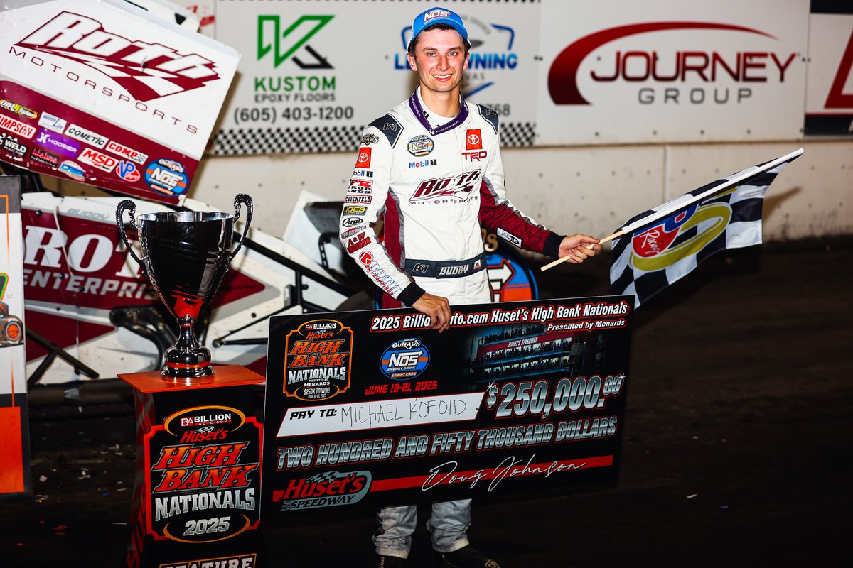 🏆 HIGH BANKS NATIONALS CHAMP! 🏁
 Buddy Kofoid parks it in Victory Lane at the High Banks Nationals — and he did it with the strength, control, and reliability of FK Rod Ends.
When the track gets rough and the stakes get high, FK delivers.
 Built for battle. Proven in victory.