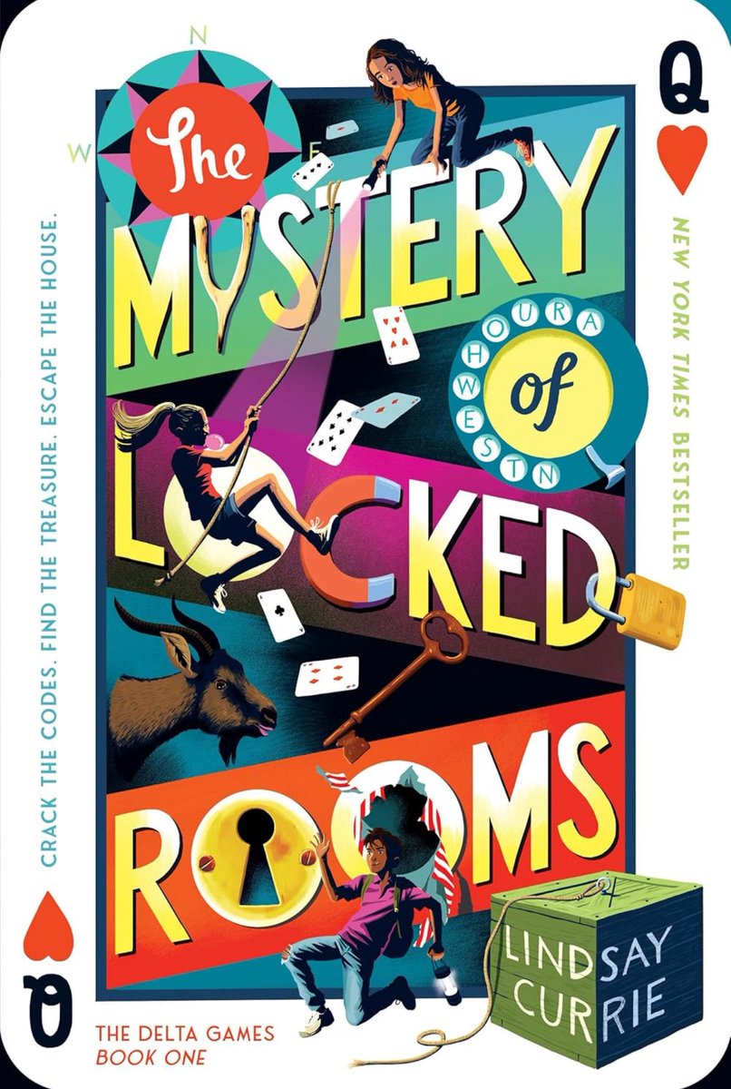RelaWorsham's tweet image. Summer 2025 Read #14  The Mystery of Locked Rooms by Lindsay Currie. 🔑 A fun mystery adventure! Three friends work to solve an epic escape room—for a worthy cause. Great middle grade alternative to Inheritance Games, all friendship, no romance, good messages. Now has a sequel!👍