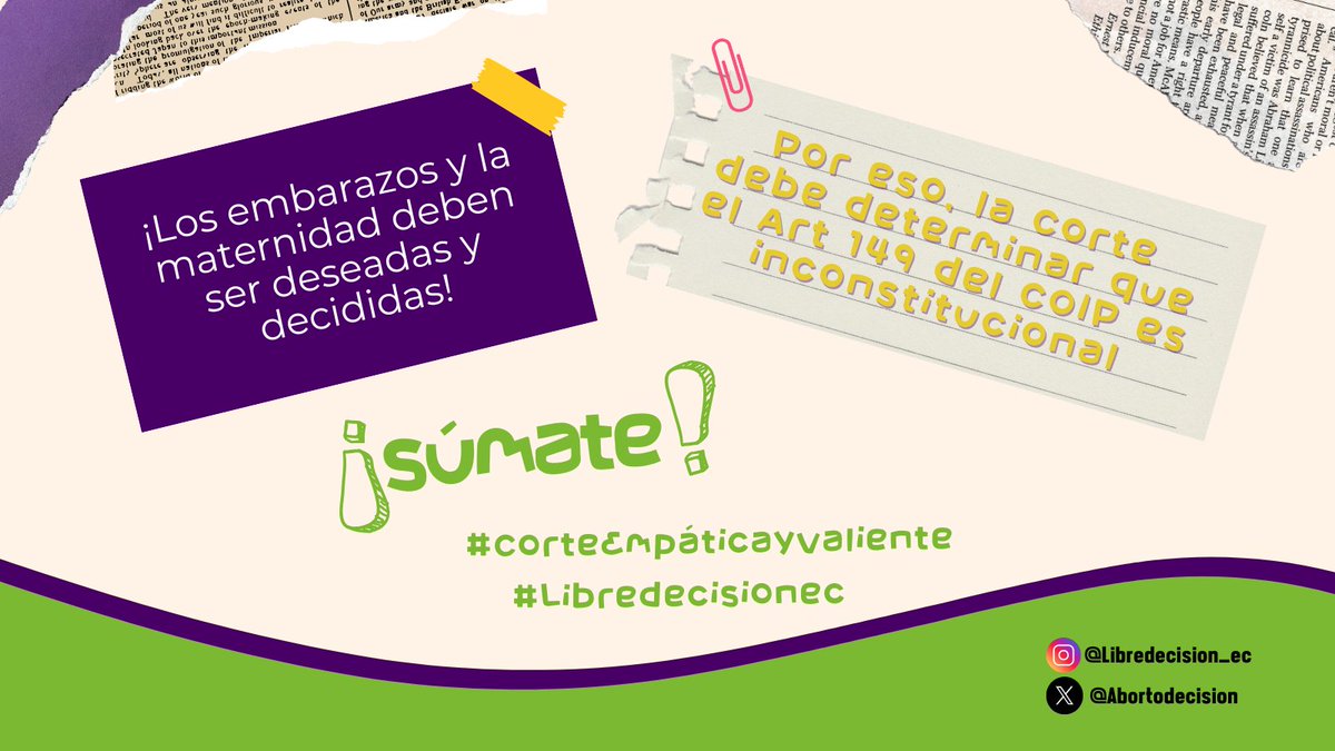 abortodecision's tweet photo. Nuestrso derechos sexuales y reproductivos no pueden esperar más. 
@CorteConstEcu  puede saldar una deuda histórica con las mujeres y personas gestantes. #CorteEmpáticaYValiente #LibreDecisiónEc https://t.co/XYHcJvNVIH