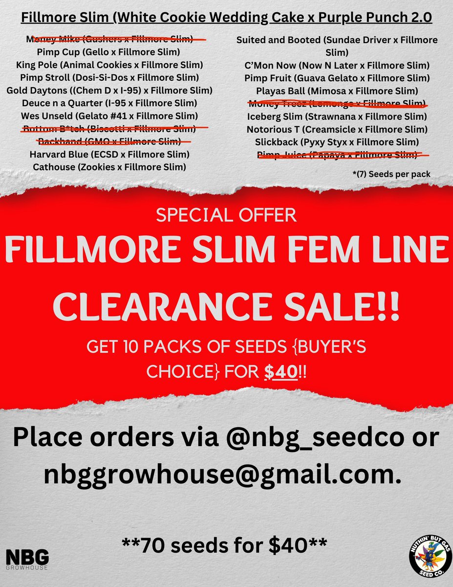 Fillmore Slim Clearance Sale still live! 5 varieties have sold out, make sure to get yours and take advantage of this amazing deal!!