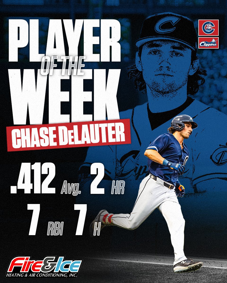 The Fire &amp; Ice Heating and Air Conditioning, Inc 'Heating Up Player of the Week’ goes to Chase DeLauter for his work against the Indianapolis Indians!

<a href="/fireandiceac/">Fire & Ice Heating and Air Conditioning</a> | #Clipshow
🔥: tinyurl.com/CLB24FireAndIce