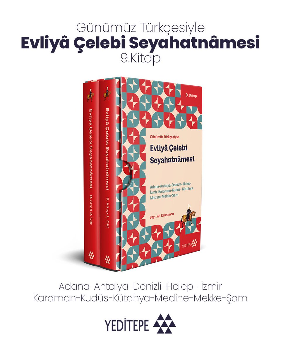 Büyük Türk seyyahı Evliyâ Çelebi, muhteşem eseri Seyahatnâme'nin 9.kitabında nereleri ziyaret etmiş?
▫️Adana
▫️Antalya
▫️Denizli
▫️Halep
▫️İzmir
▫️Karaman
▫️Kudüs
▫️Kütahya
▫️Medine
▫️Mekke
▫️Şam
İncelemek için; kitapyurdu.com/kitap/gunumuz-…