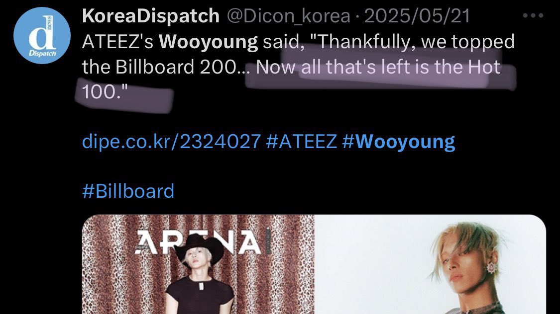 mingititis's tweet photo. anyone else still crying 🥲

ATEEZ HOT 100 DEBUT 
#ATEEZonHot100 
#ATEEZ #에이티즈 @ATEEZofficial https://t.co/YaLUA4JYsM