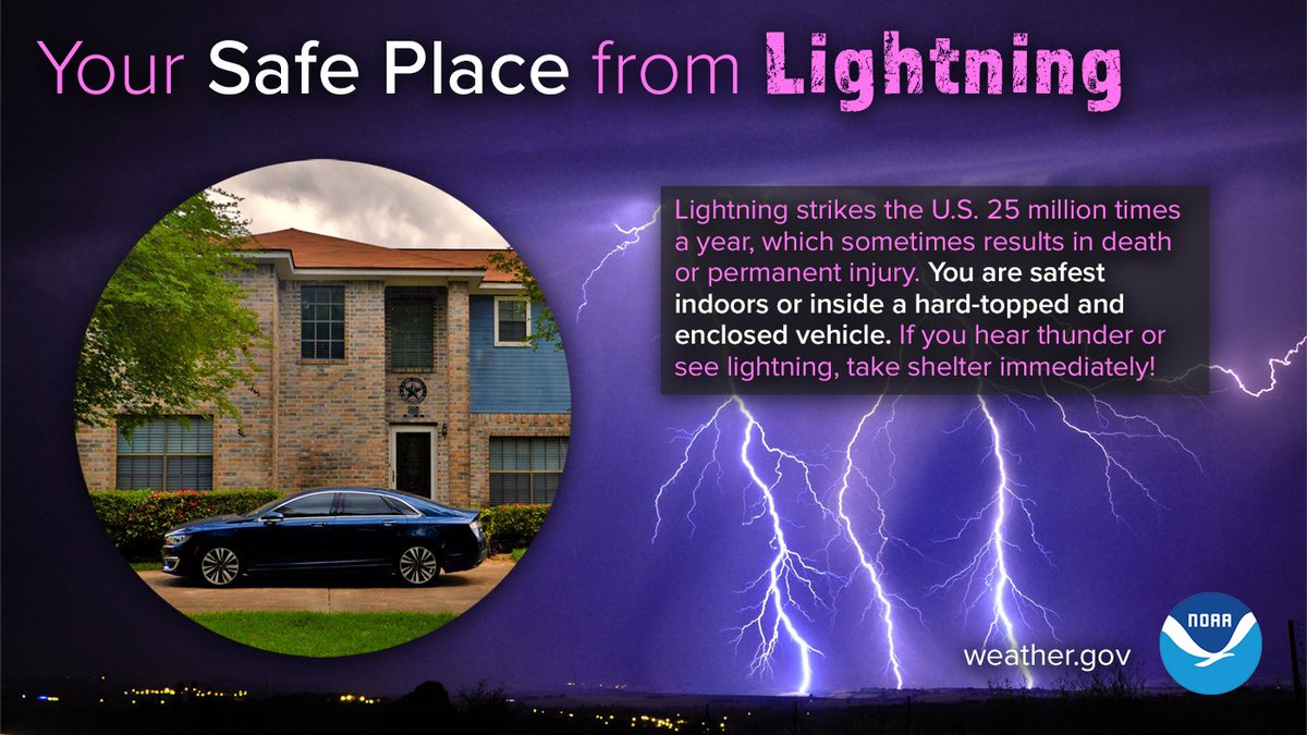 Hear thunder? You're close enough to be struck by lightning.

Stay safe:
✅ Go indoors
✅ Avoid water &amp; metal
✅ Wait 30 minutes after the last thunder

#LightningSafetyAwarenessWeeky #AKwx