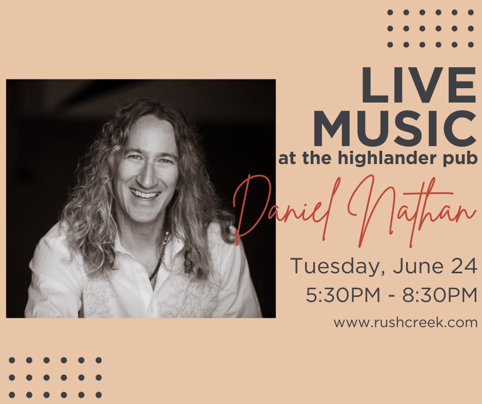 Make sure to join us out on the patio at The Highlander tomorrow, June 24th, for a night of music with Daniel Nathan! 🎶 We’ll see you there!