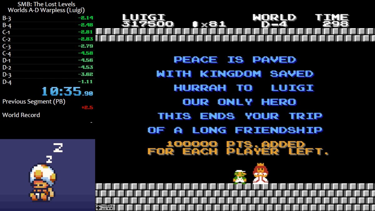 Nouveau WORLD RECORD en Worlds A-D Warpless avec le plombier vert.

Encore quelques secondes à grapiller puis on sera bien !