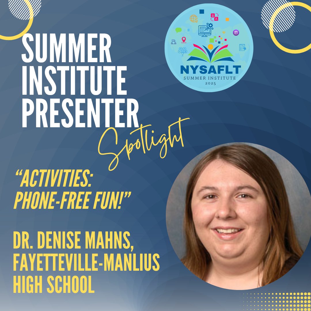 Register to learn about phone-free activities from our NYS Teacher of the Year, Denise Mahns. Find information about registration and scholarships on our website nysaflt.org