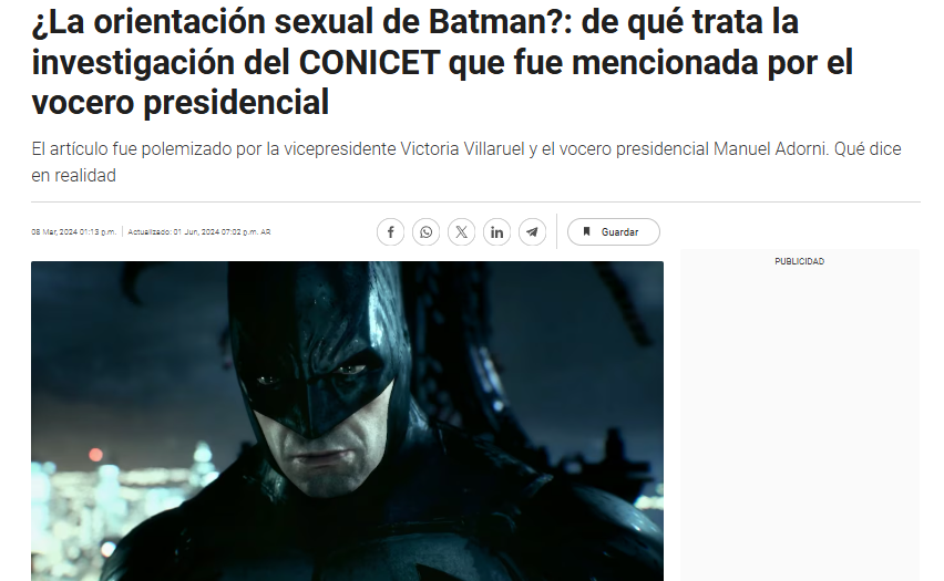 tehumillo69's tweet photo. @GastonSpos47634 @laderechadiario Claro, sigamos dándole plata al CONICET para que puedan descubrir cuál es la orientación sexual de Batman, algo que le sirve a todos https://t.co/5NFjdW8N7q