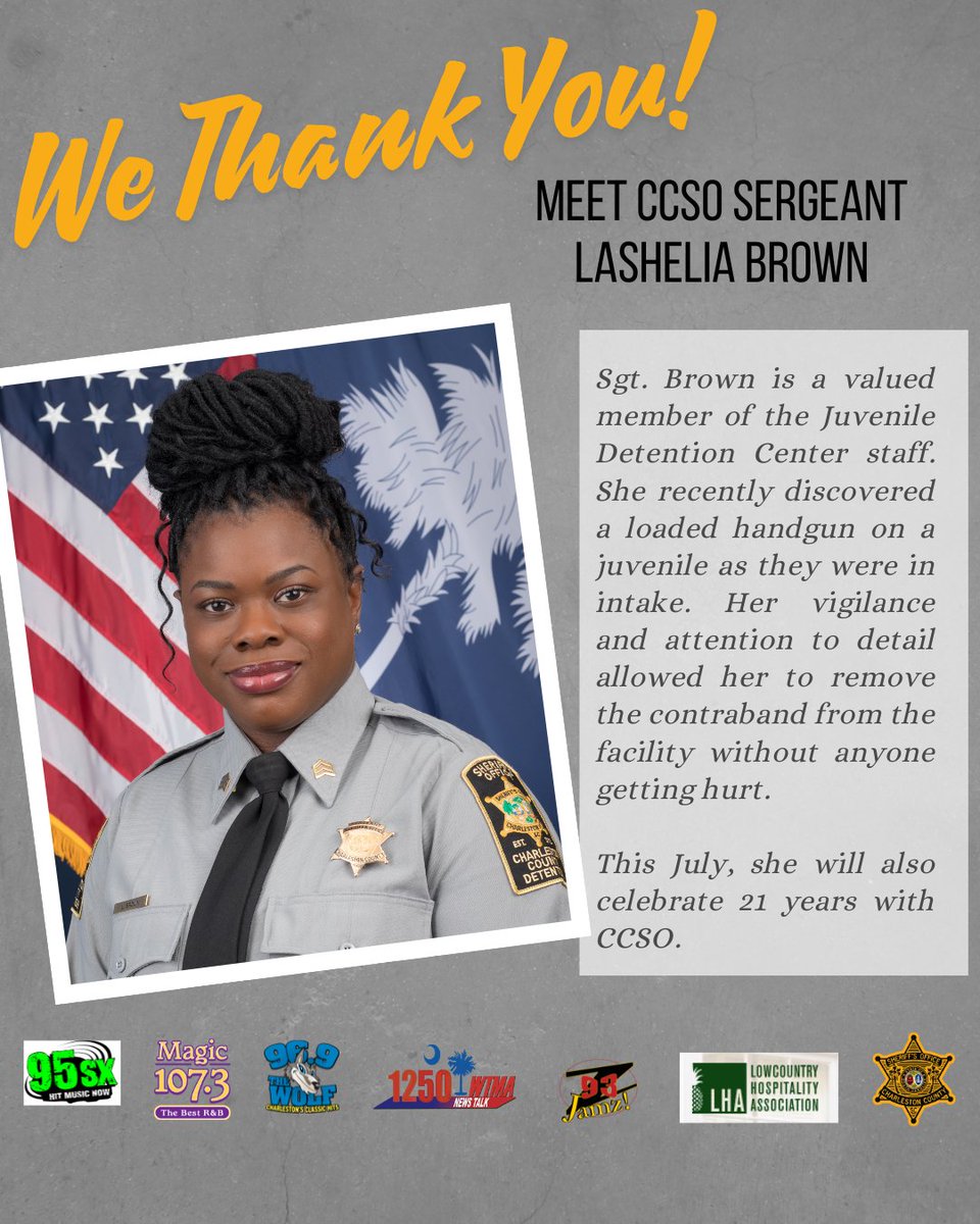 1073Magic's tweet image. Lowcountry Hospitality Assoc. &amp;amp; Chas County Sheriff's Office are joining forces for the 'We Thank You' Campaign. Here are the May Winners.