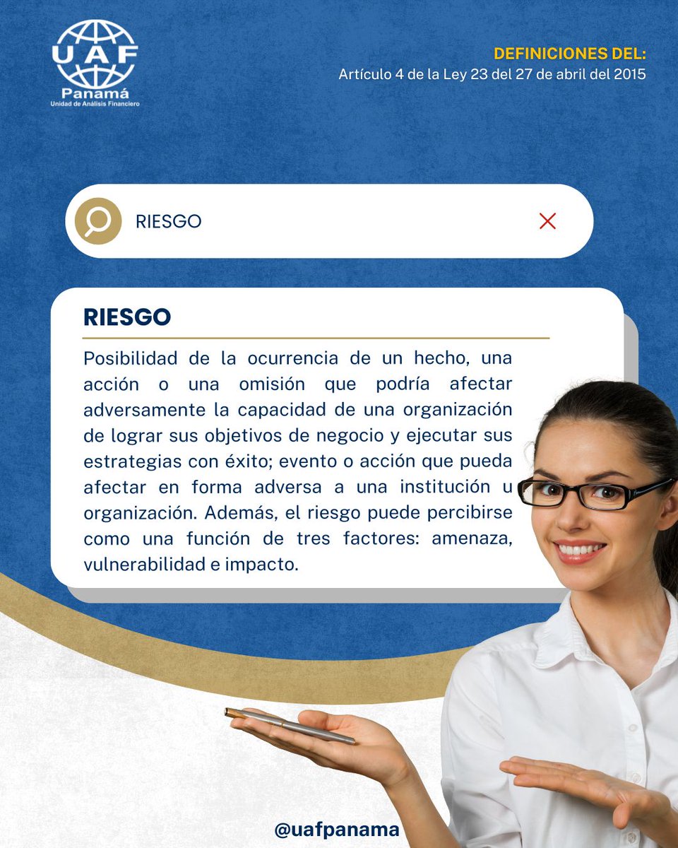 Conoce una de las definiciones clave del artículo 4 de la Ley 23 del 27 de abril de 2015, que adopta medidas para prevenir el blanqueo de capitales, el financiamiento del terrorismo y la proliferación de armas de destrucción masiva. 
#conpasofirme #ElCompromisoEsDeTodos