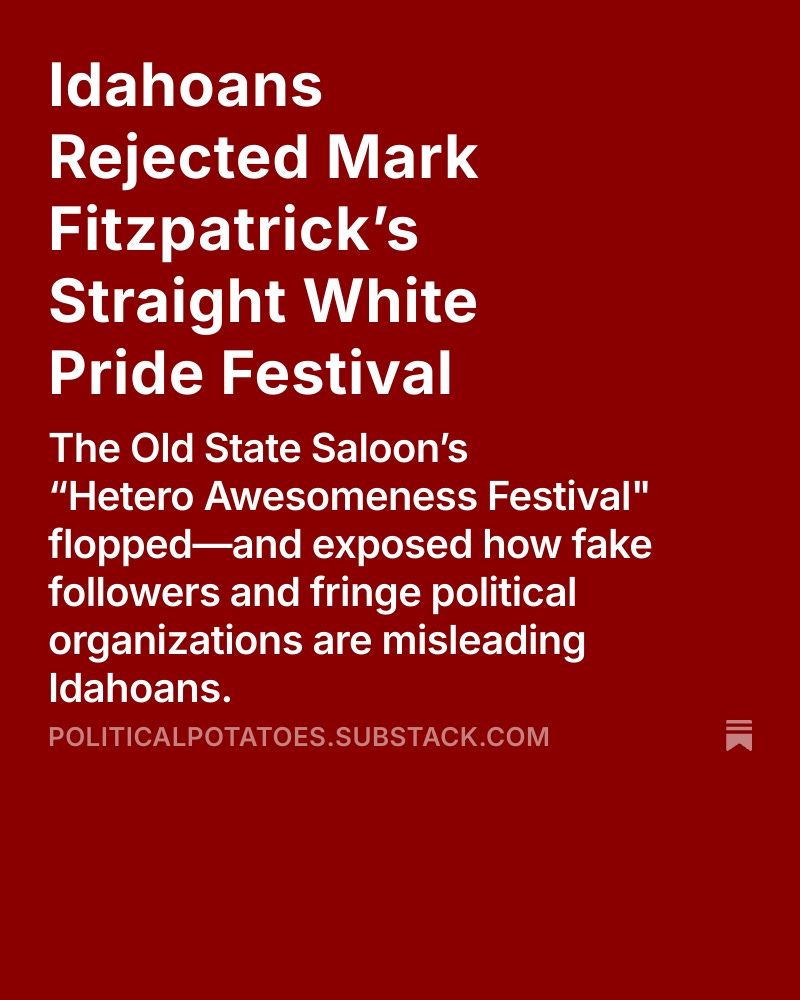 When you build a movement on bots, bigotry, and bad faith… don’t be surprised when real Idahoans don’t show up. #idpol #idgop #idaho #idleg 

Article link in reply ⬇️