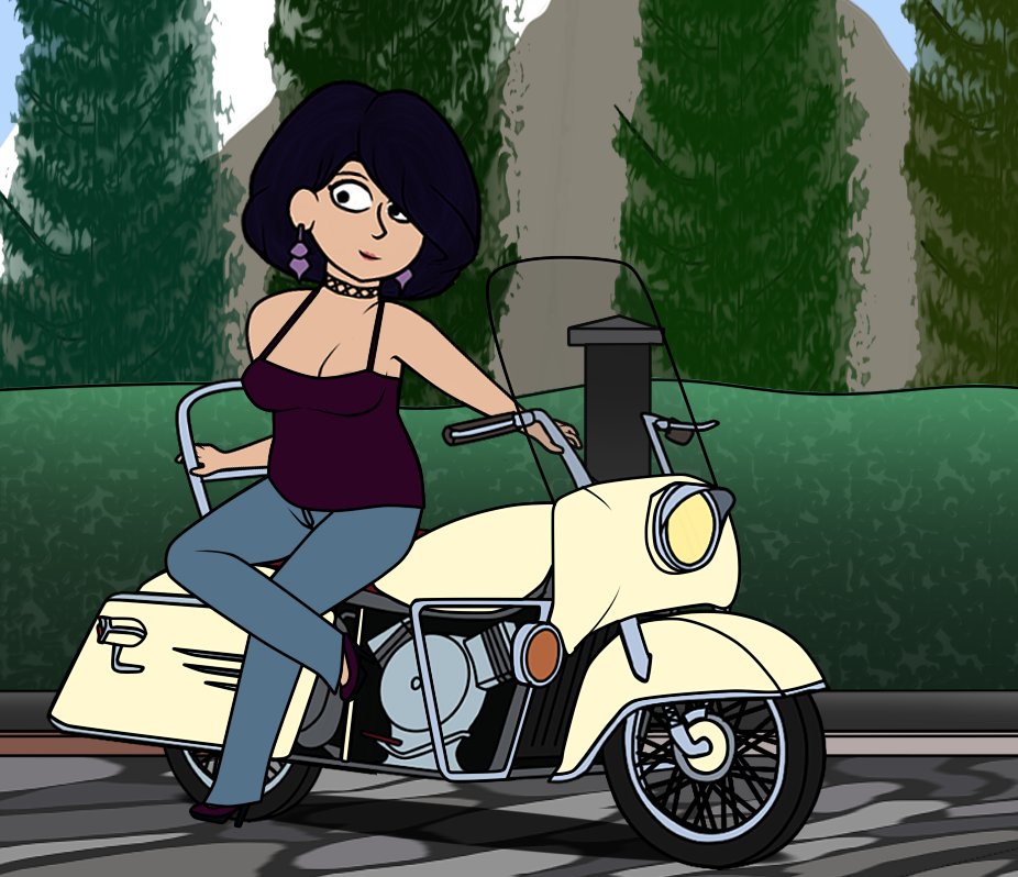 Nikki and her bike... again... I really need to draw more of her...