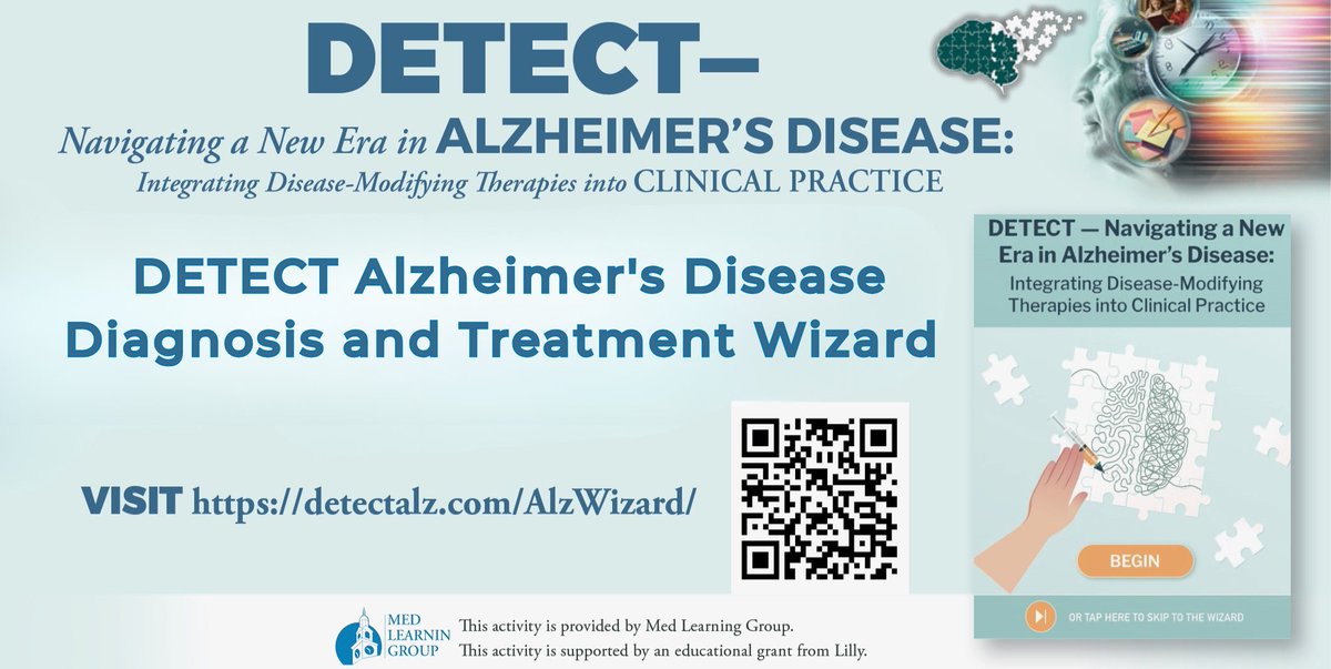 🧠 June is #AlzheimersandBrainAwarenessMonth!

Support early detection with the DETECT #AlzheimersDisease Diagnosis &amp; Treatment Wizard—your easy, mobile point-of-care tool. 

✨Learn more: ow.ly/Lsuw50Wah1F

#AlzheimersAwareness #BrainHealth #MedLearningGroup #EndAlz #MedEd