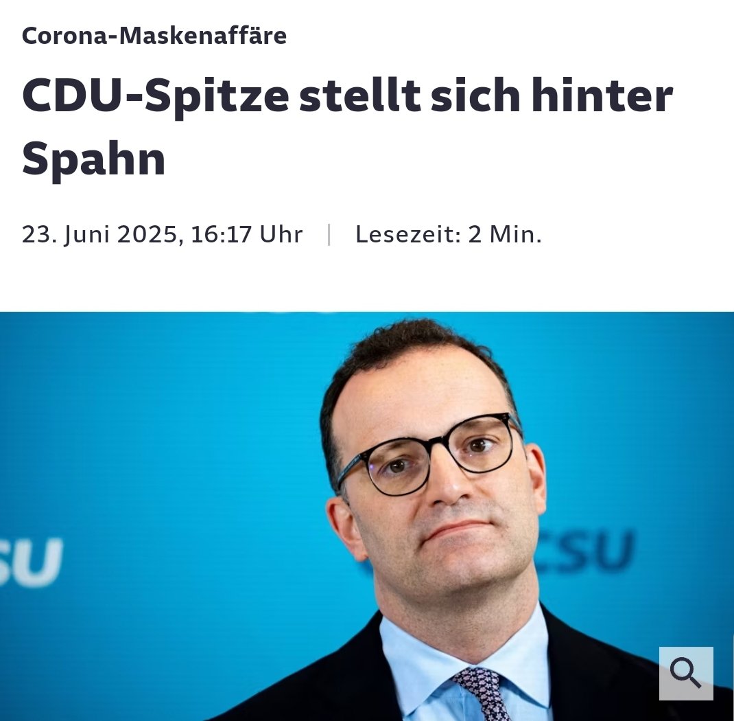 Wie soll man je wieder einer Regierung vertrauen, die sich hinter Jens Spahn stellt und einen Untersuchungsausschuss verhindert?
Der Amtseid lautet, Kraft dem Wohle des Deutschen Volkes und nicht dem Wohle Jens Spahns zu widmen.
Das ist ein Super-Gau für die Demokratie.