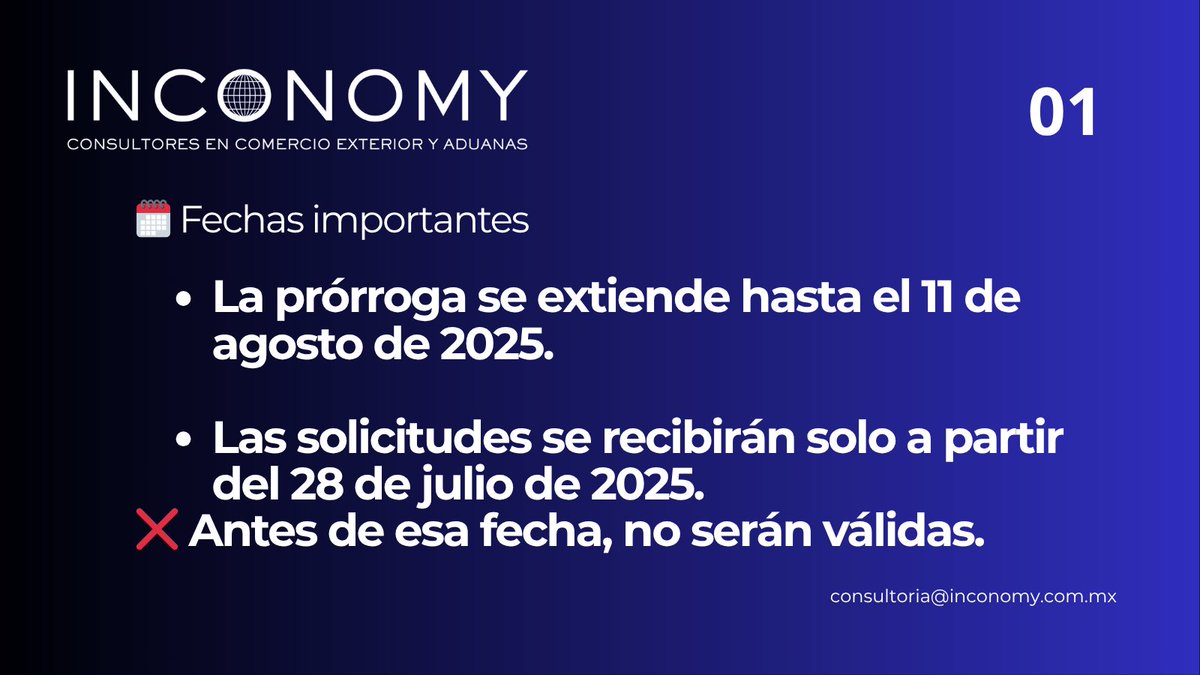 InconomyMx's tweet photo. 🚨 ¡EXPORTADORES!
Nueva prórroga al #AAE y mercancías EXCEPTUADAS
🔗 Consulta el oficio: https://t.co/6N7zPIho0Q
#ComercioExterior #Exportaciones #SNICE #AduanasMéxico #ConsultoríaAduanal https://t.co/6HhUcuicVz