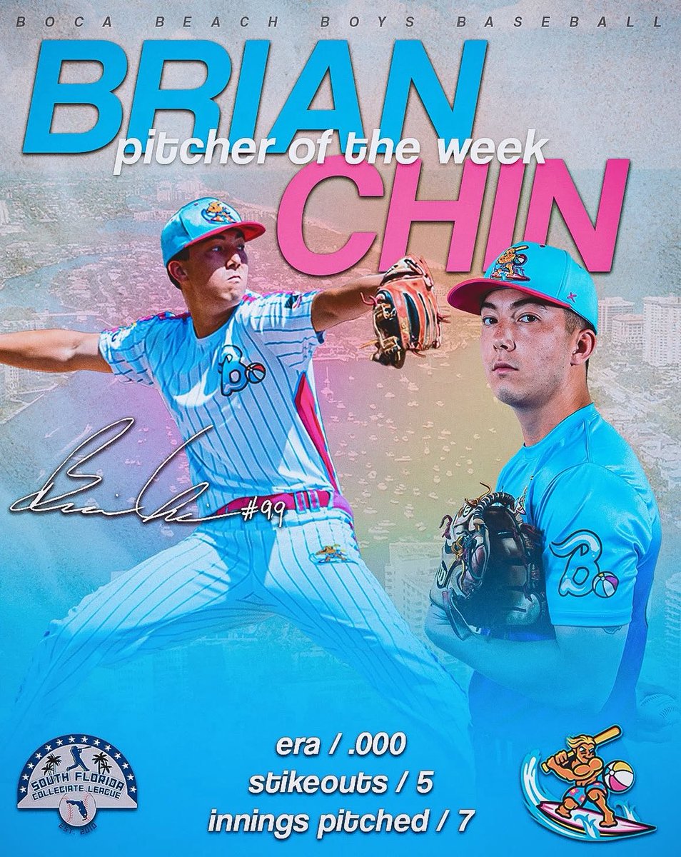 Grateful to be the <a href="/SFCBL_Official/">South Florida Collegiate Baseball League</a> pitcher of the week!

<a href="/beachboysbsb/">Boca Beach Boys</a>