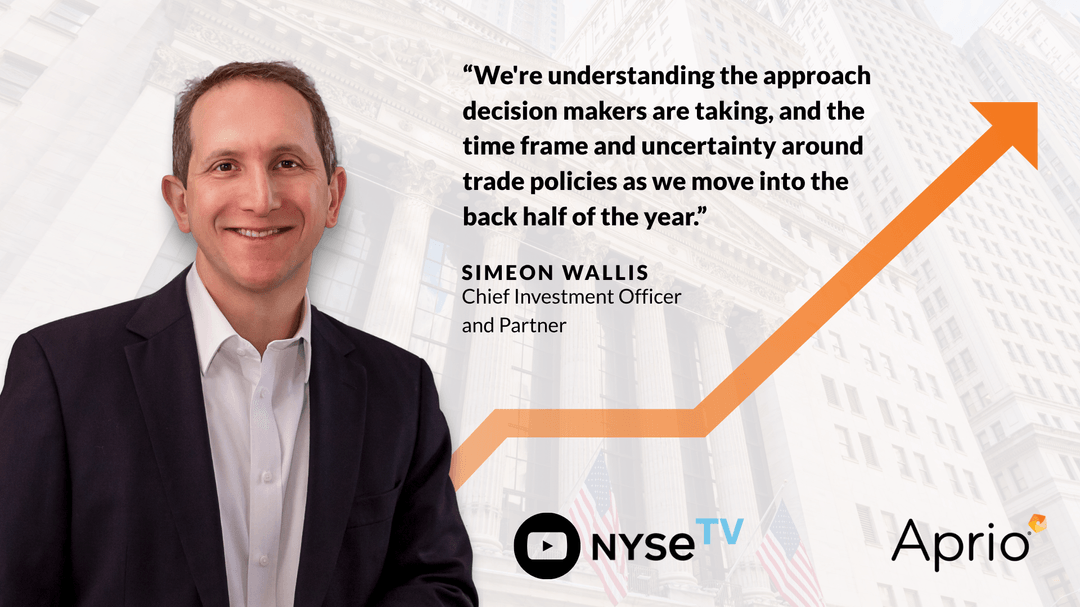 Aprio Chief Investment Officer Simeon Wallis shared his thoughts on market trends as we approach the latter half of 2025 on #NYSE TV—focusing especially on the timing around #tariffs and #tradepolicy. Watch it on YouTube: youtube.com/watch?v=u5J9Y1…