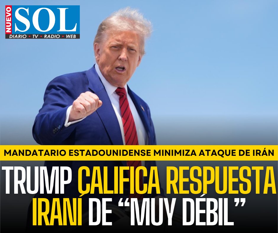 📰 TRUMP CALIFICA DE “MUY DÉBIL” EL ATAQUE DE IRÁN A BASE ESTADOUNIDENSE
✅ El presidente de los Estados Unidos emitió un mensaje tras el ataque iraní en contra de bases estadounidenses en Qatar e Irak