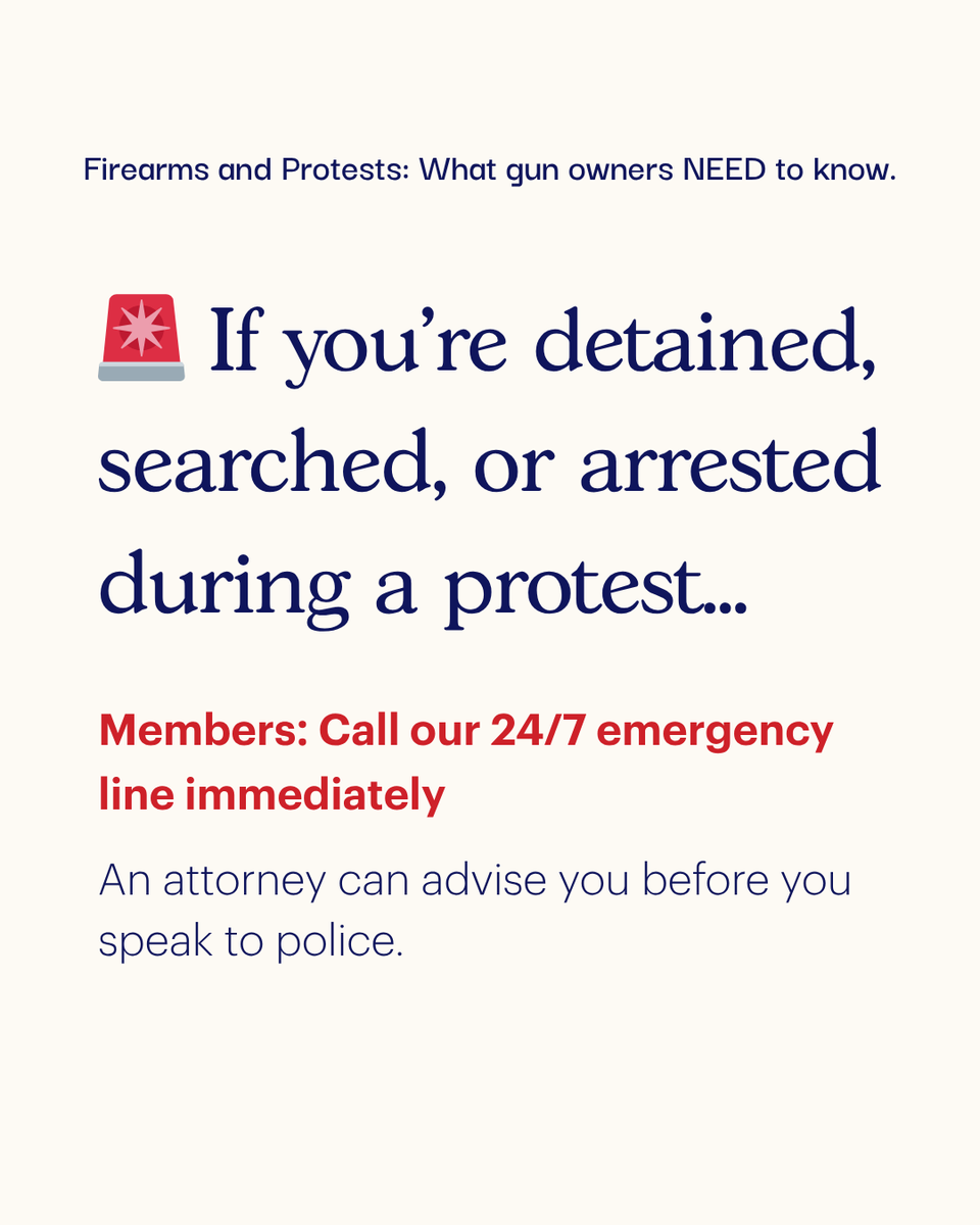 Swipe through for key legal tips to help you prepare for a protest.
Protests can be high-energy and unpredictable: if you're a firearm owner, preparation is critical.

📲 Send this to someone attending a protest soon.

#Protest #LegalTips #ResponsibleCarry #USLawShield