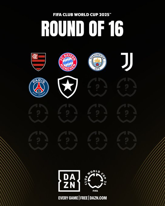 ✅ Equipos clasificados a los octavos de final del Mundial de Clubes 2025: (6/16)