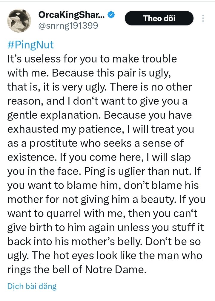 Nmyprincess1993's tweet photo. The account @snrng191399 keeps humiliating Ping with hate speech & body-shaming just to defend their delusional ship. This is not fan, it’s bullying @TwitterSupport stop ignoring abuse. Do your job. #StopBullying #ReportAbuse #ProtectArtists #PingNut #Spynut https://t.co/oQrFNZ8CiD